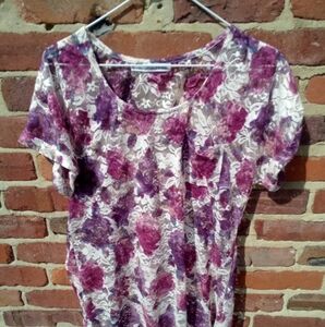 Maurices S/S Lace Floral See Through Pullover Crew neck Top Size 0
